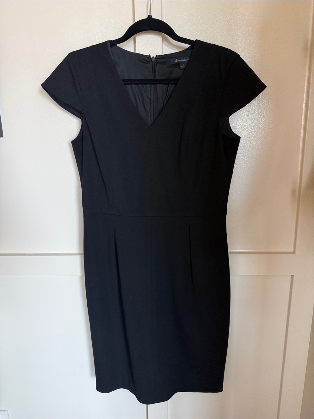 Brooks Brothers Classic Black V-Neck Sheath Dress